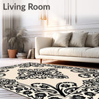 Classic Floral Scrollwork Damask Design Rug