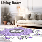 Lavender Floral Mandala Pattern Design Rug