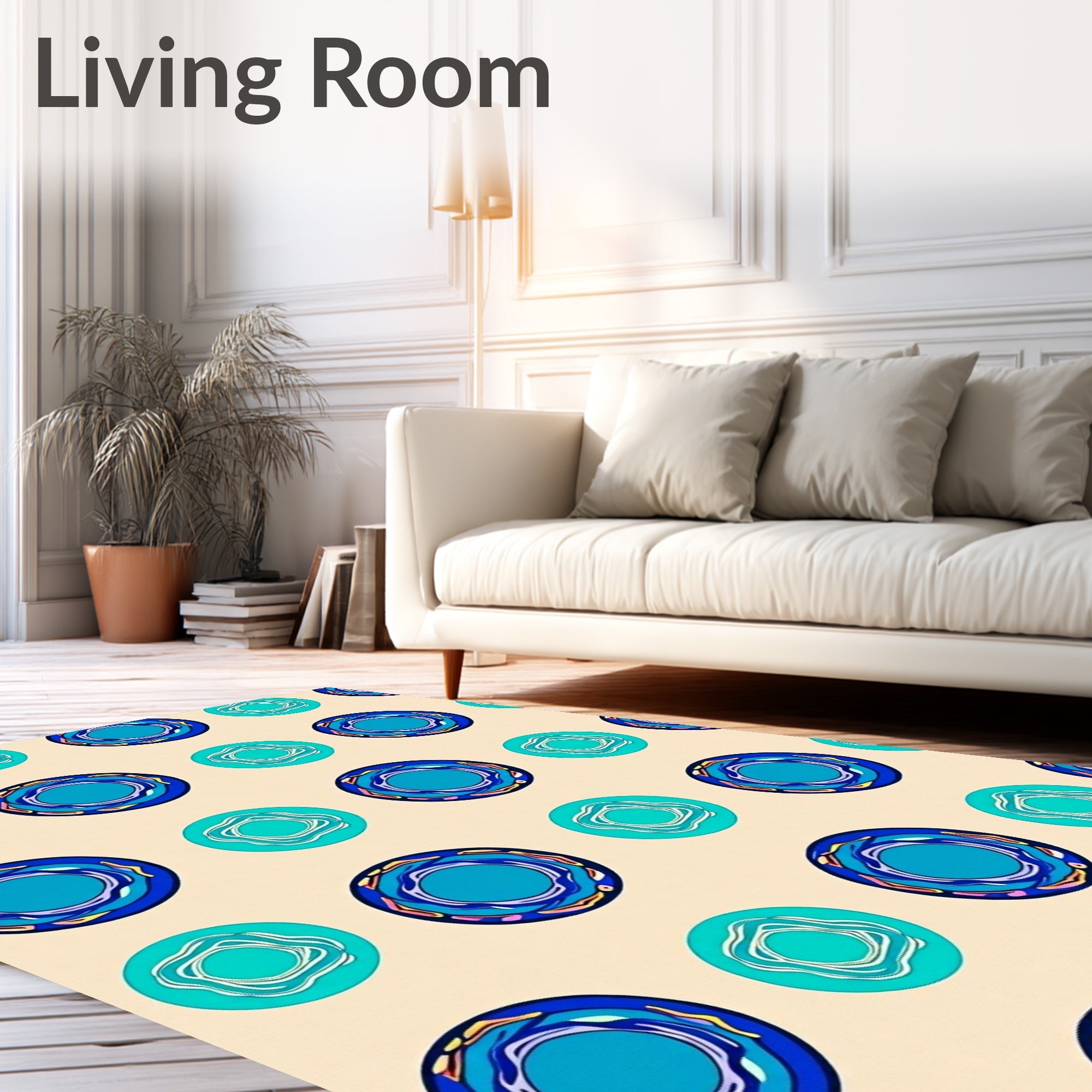 Blue Teal Swirls Pattern Rug