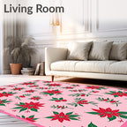 Red Poinsettia Holly Berries Rug