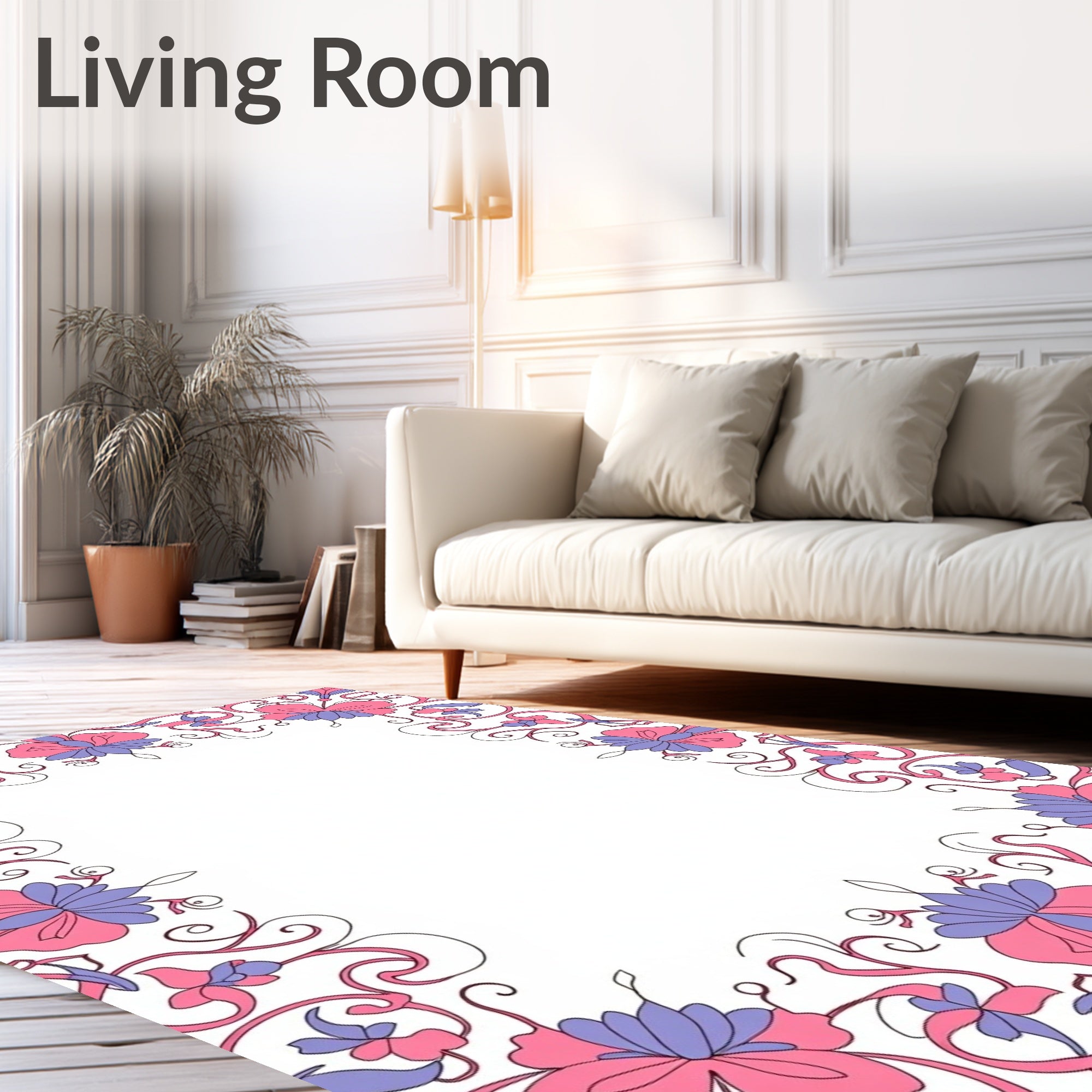 Pink And Purple Floral Swirl Rug