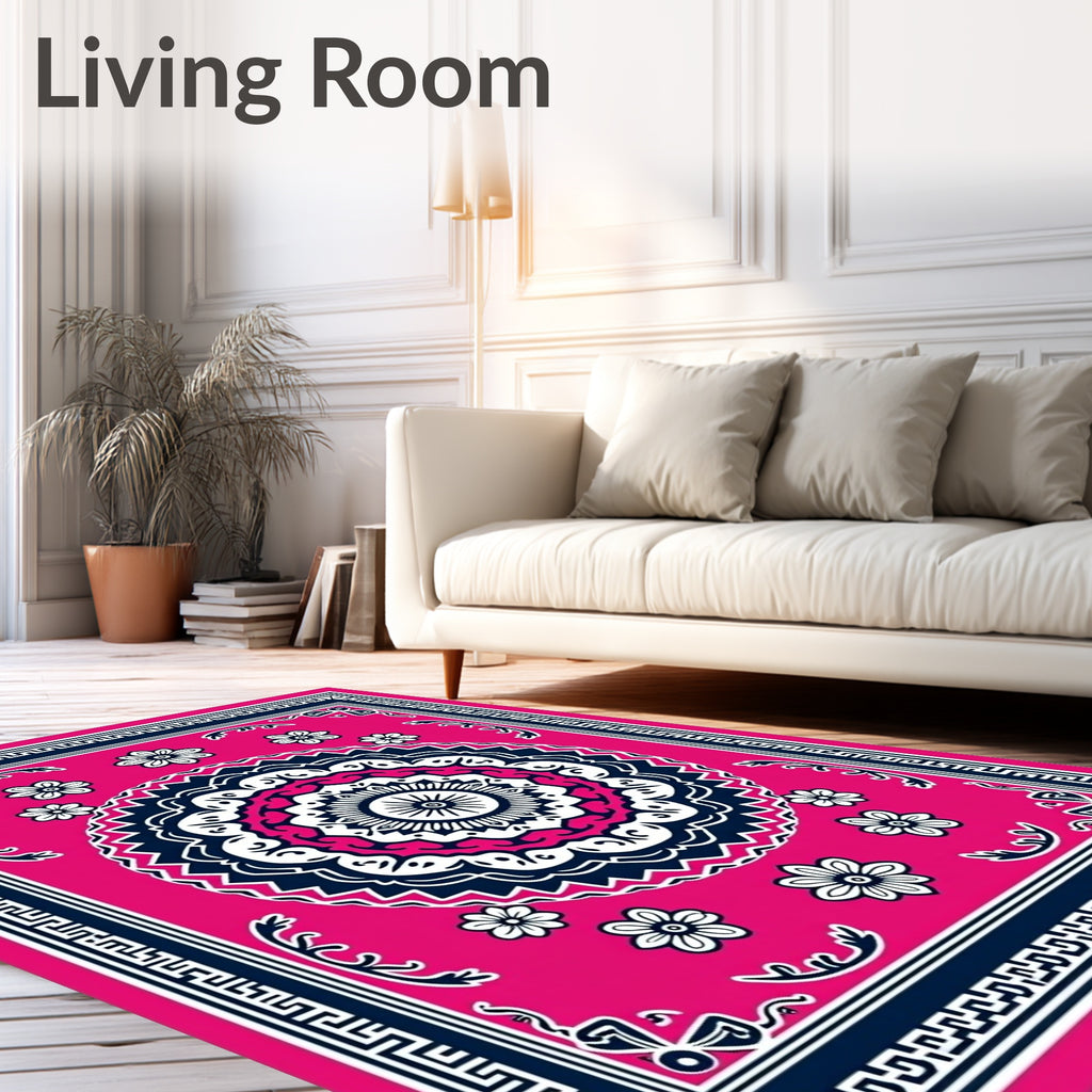 Vibrant Mandala Flower Patterned Rug