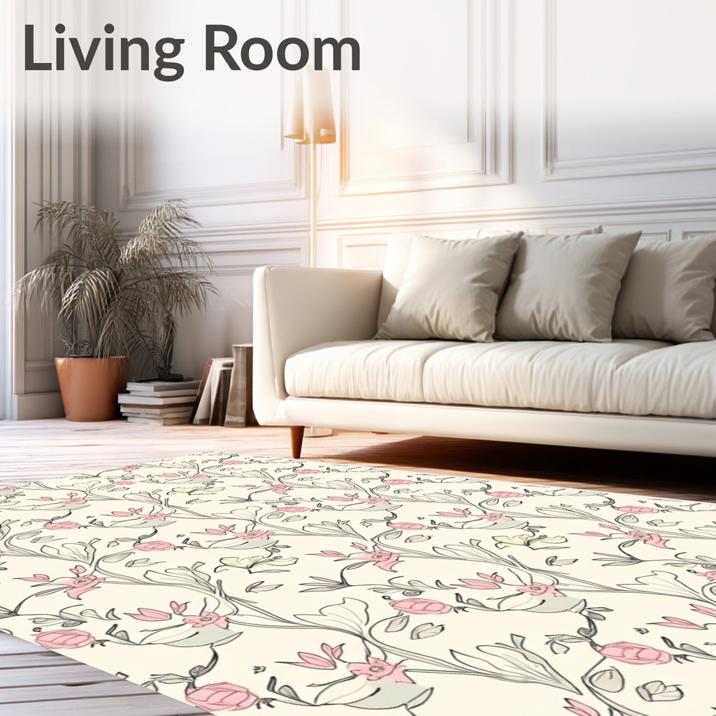 Delicate Floral Vine Pattern Rug