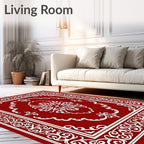 Red Vintage Floral Pattern Rug