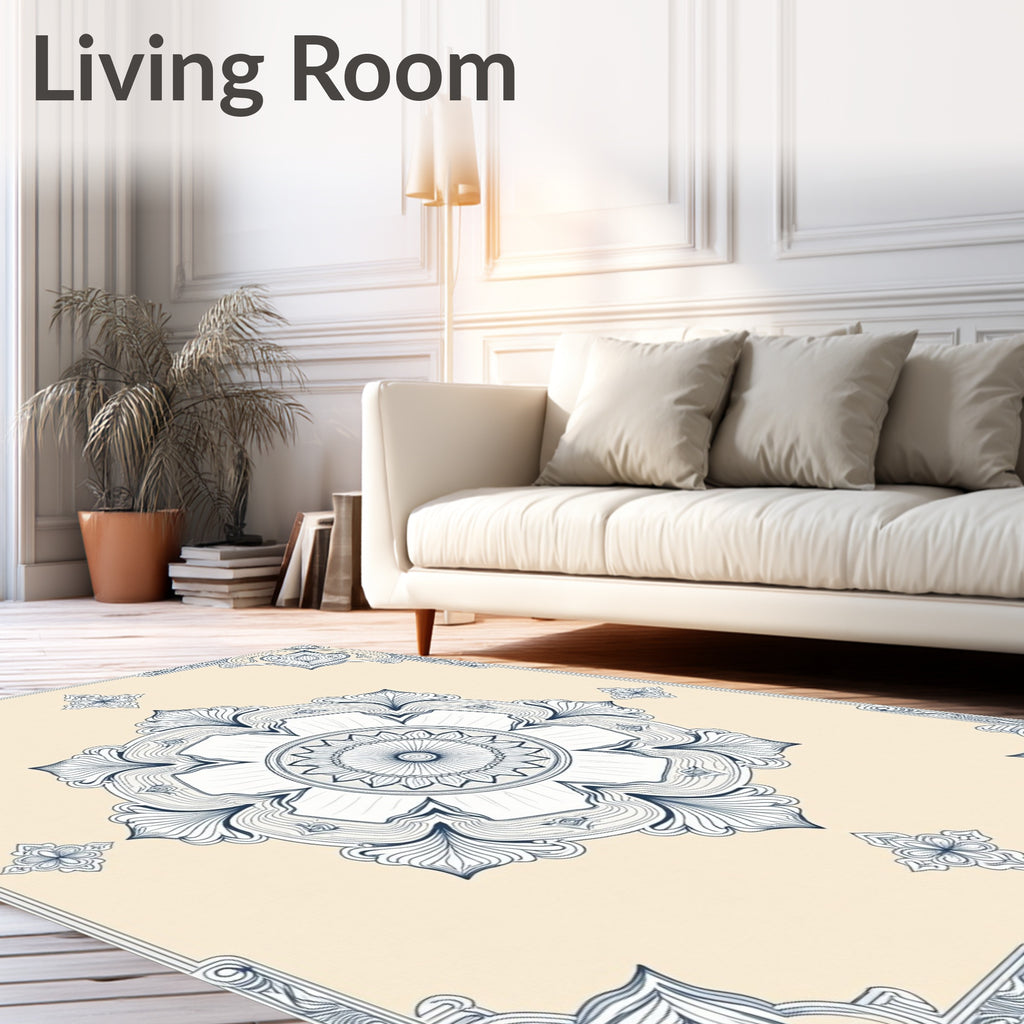 Ornate Floral Mandala Patterned Rug