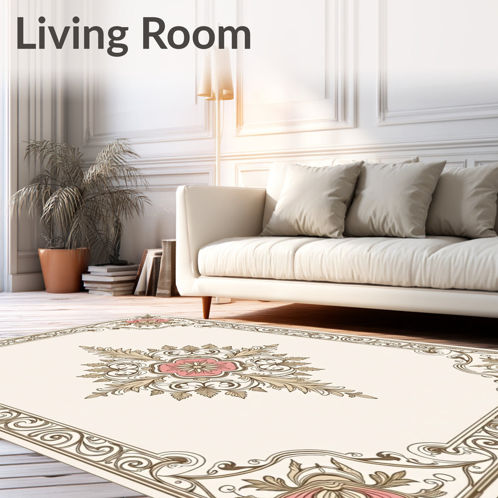 Elegant Floral Scrollwork Pattern Rug