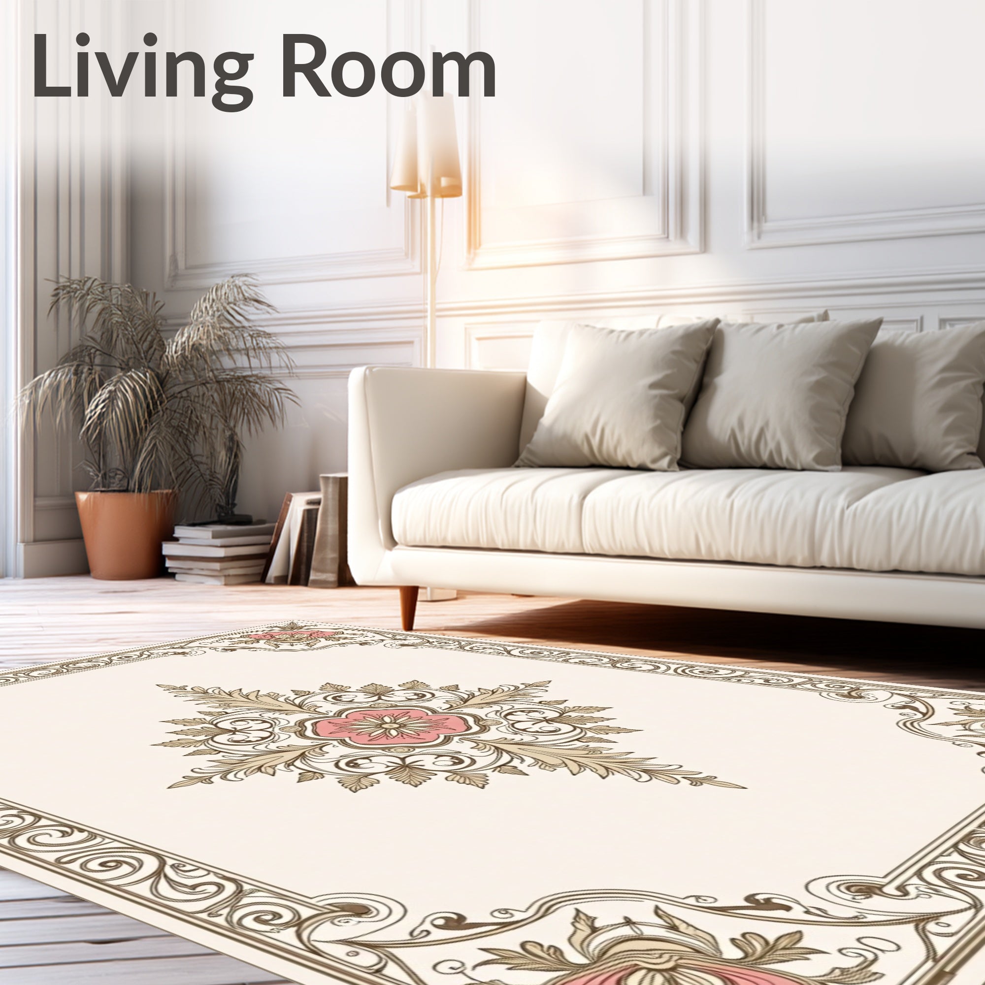 Elegant Floral Scrollwork Pattern Rug
