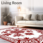 Statement Red Floral Medallion Border Rug