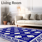 Grand Royal Blue Floral Motif Rug