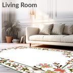 Ornate Floral Vine Border Design Rug