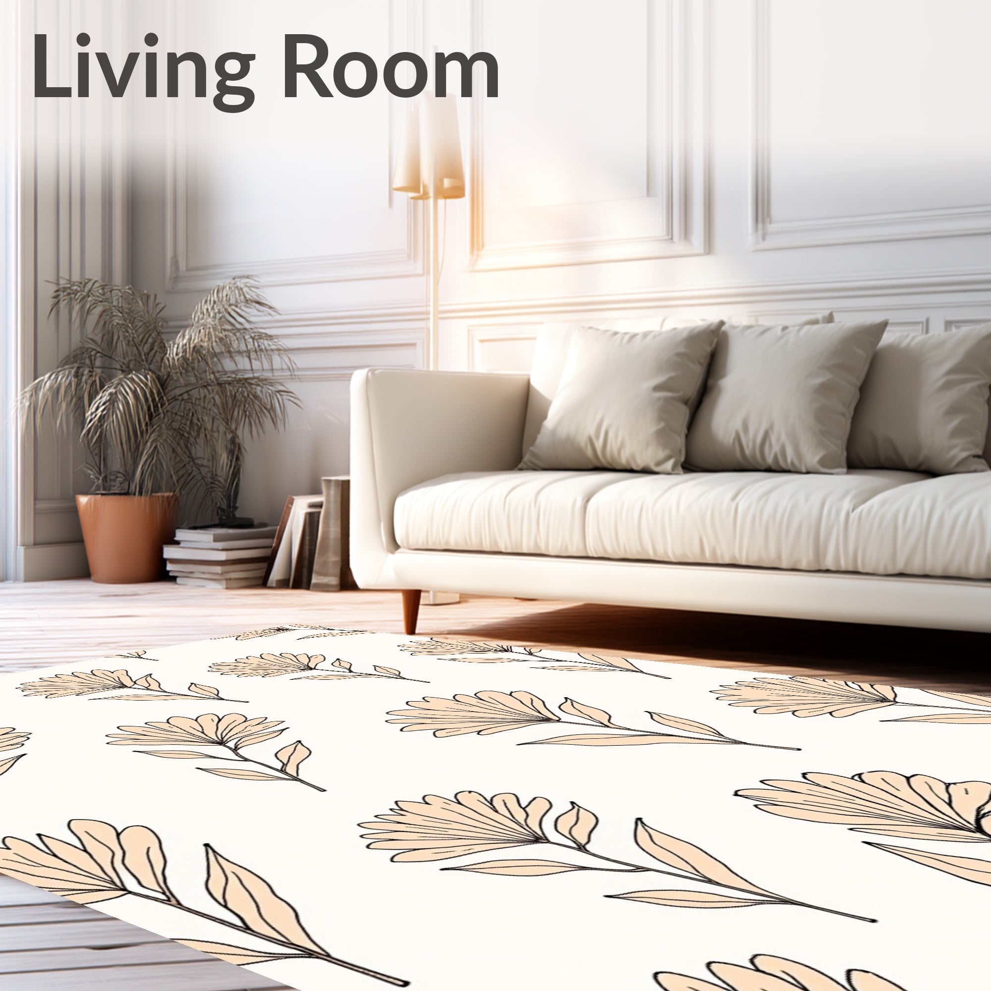 Simple Outline Flower Pattern Rug