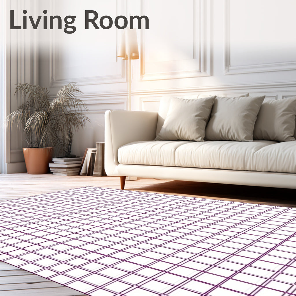 Purple Grid Geometric Lines Rug