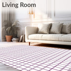 Purple Grid Geometric Lines Rug