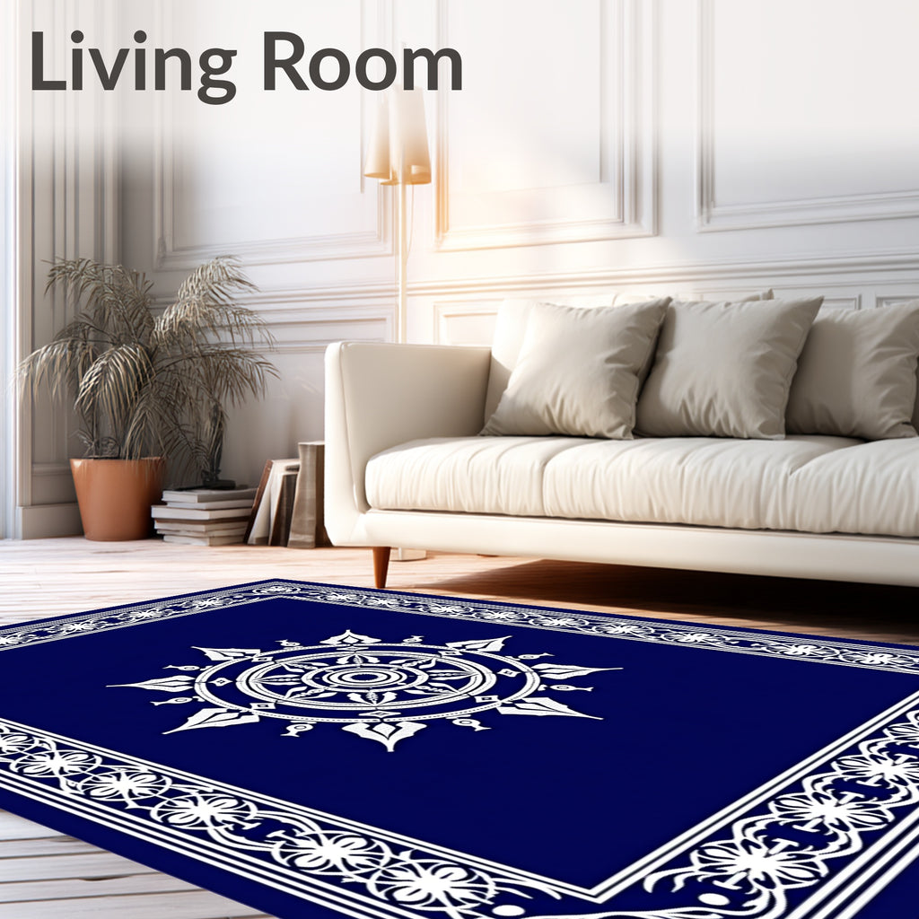 Ornate Mandala Geometric Border Design Rug
