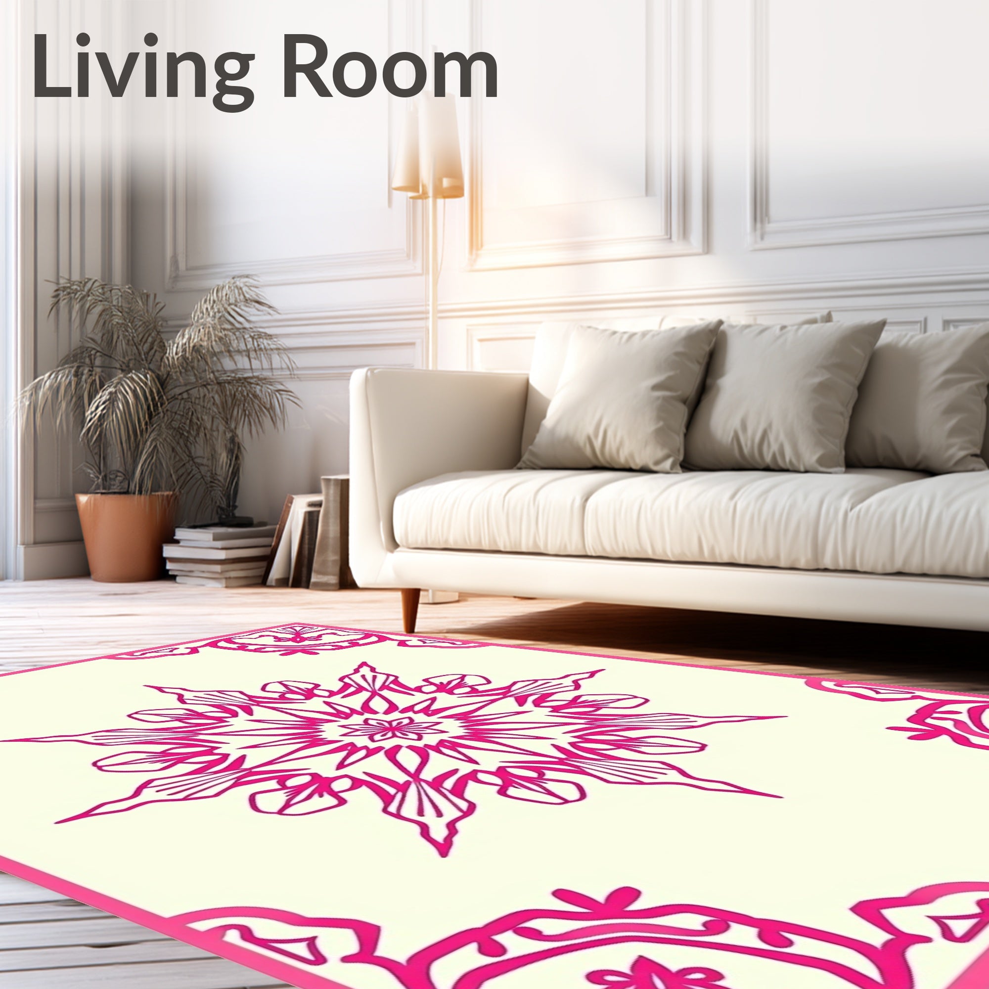 Vibrant Bright Floral Mandala Rug