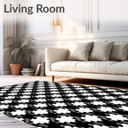 Monochromatic Geometric Star Pattern Rug