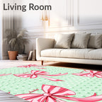 Pink Bows On Polka Dot Style Rug