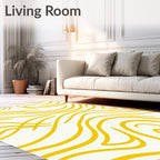 Yellow Wavy Organic Pattern Rug
