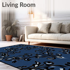 Scrollwork Floral Damask Pattern Rug