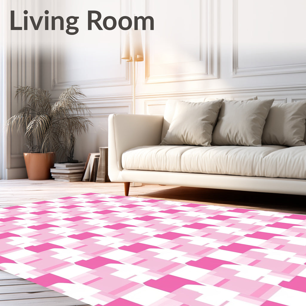 Pink geometric block pattern Rug