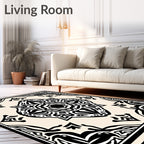Elegant Black White Mandala Pattern Rug