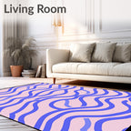 Blue Waves Patterned Rug