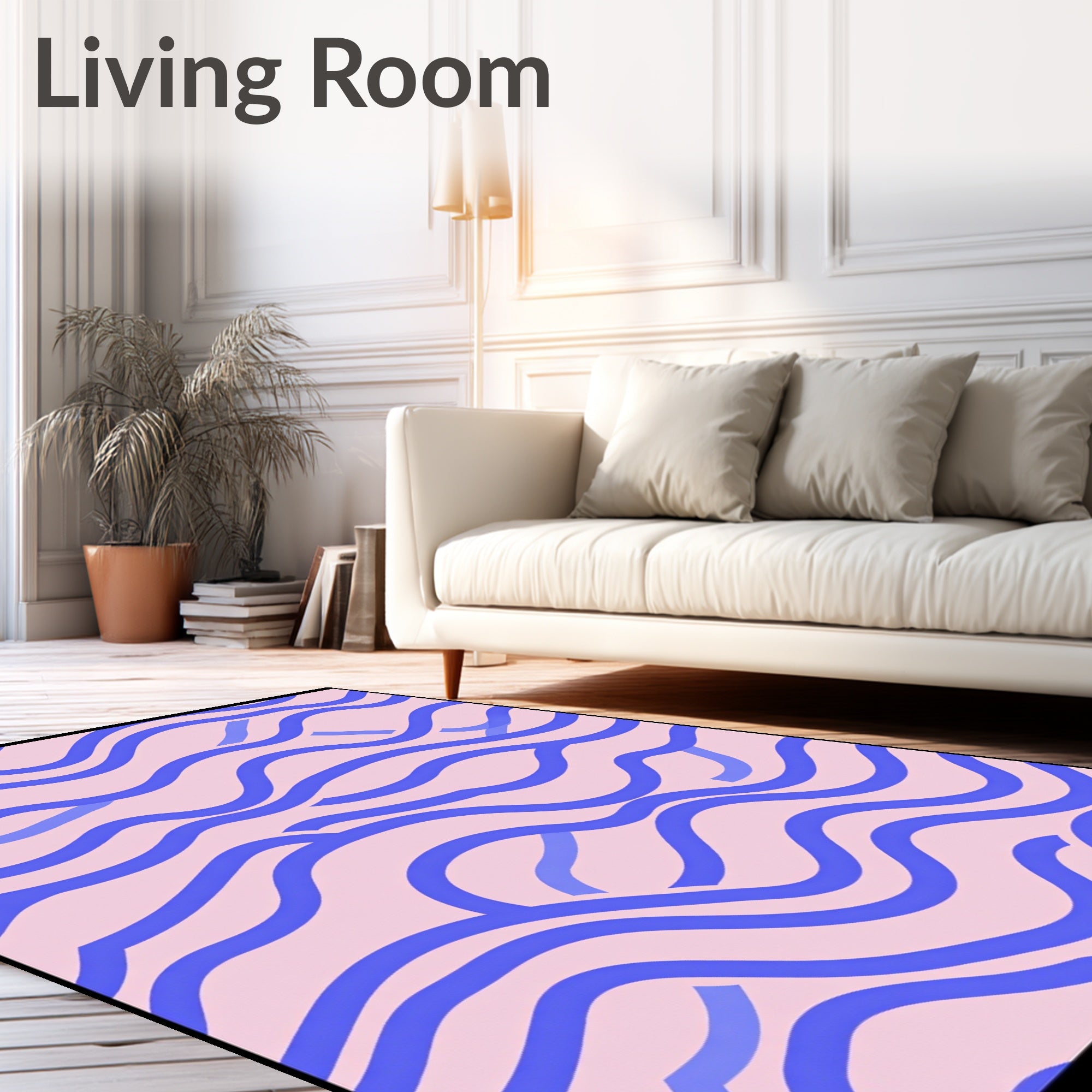Blue Waves Patterned Rug