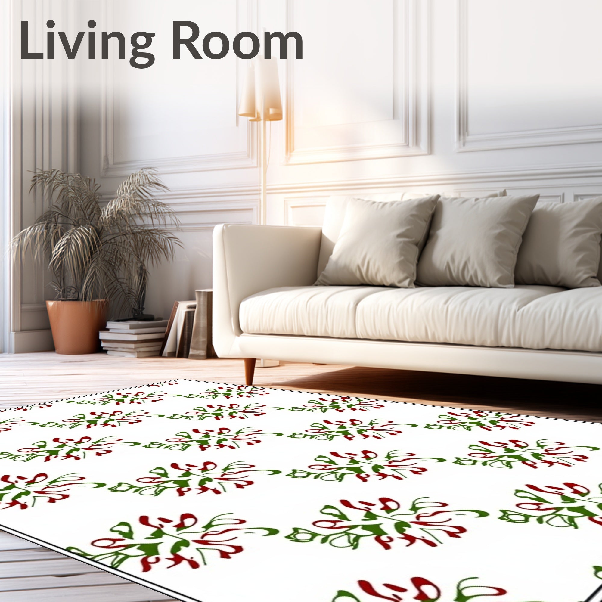 Red Green Abstract Swirl Pattern Rug