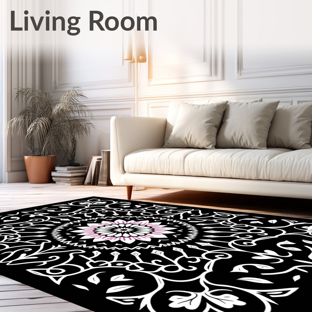 Intricate Floral Mandala With Pink Accents Rug