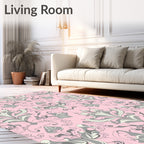 Elegant Grey Floral Damask Pattern Rug
