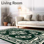 Ornate Floral Border Centerpiece Design Rug