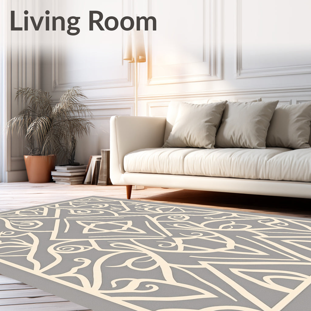 Art Deco Cream Swirl Pattern Rug