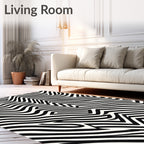 Black And White Wavy Abstract Design Rug