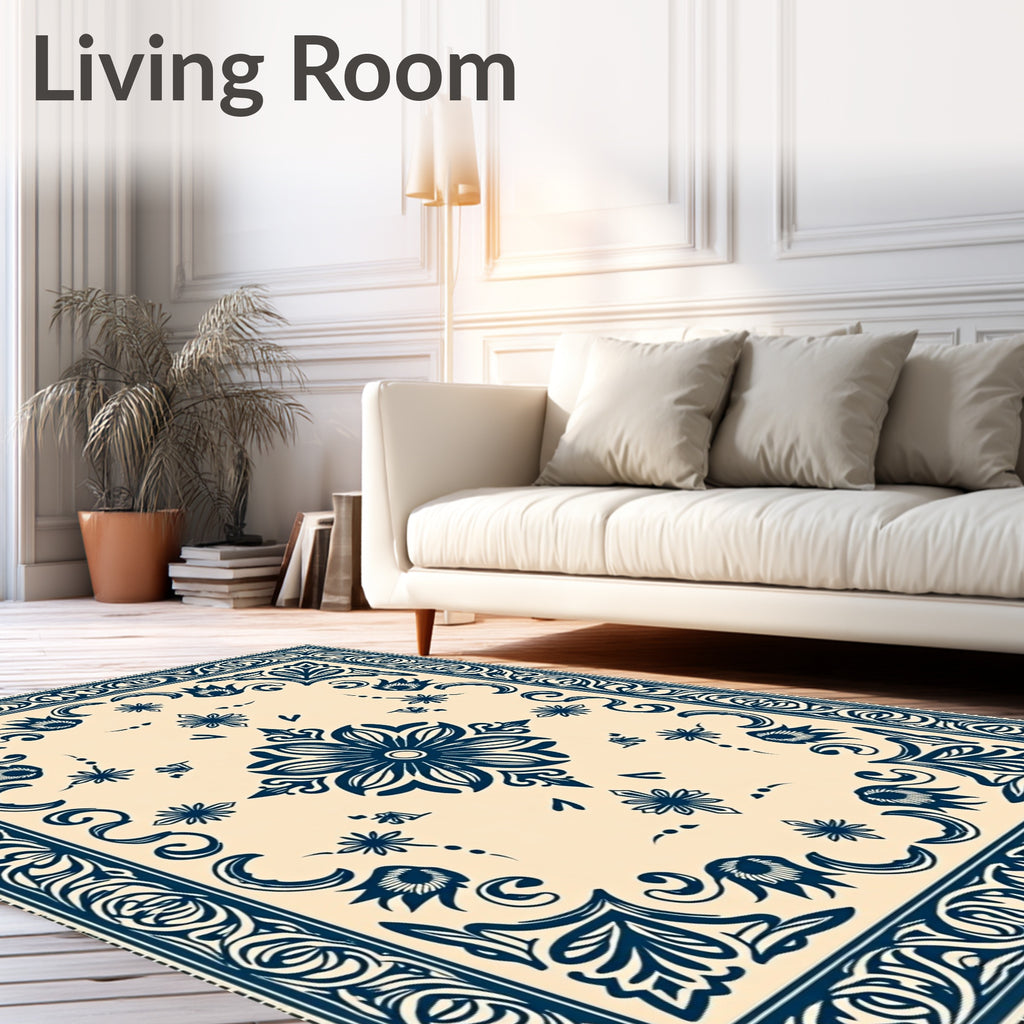 Classic Floral Medallion Border Design Rug