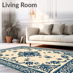 Classic Floral Medallion Border Design Rug
