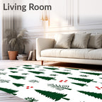Forest Winter Evergreen Red Berry Landscape Rug