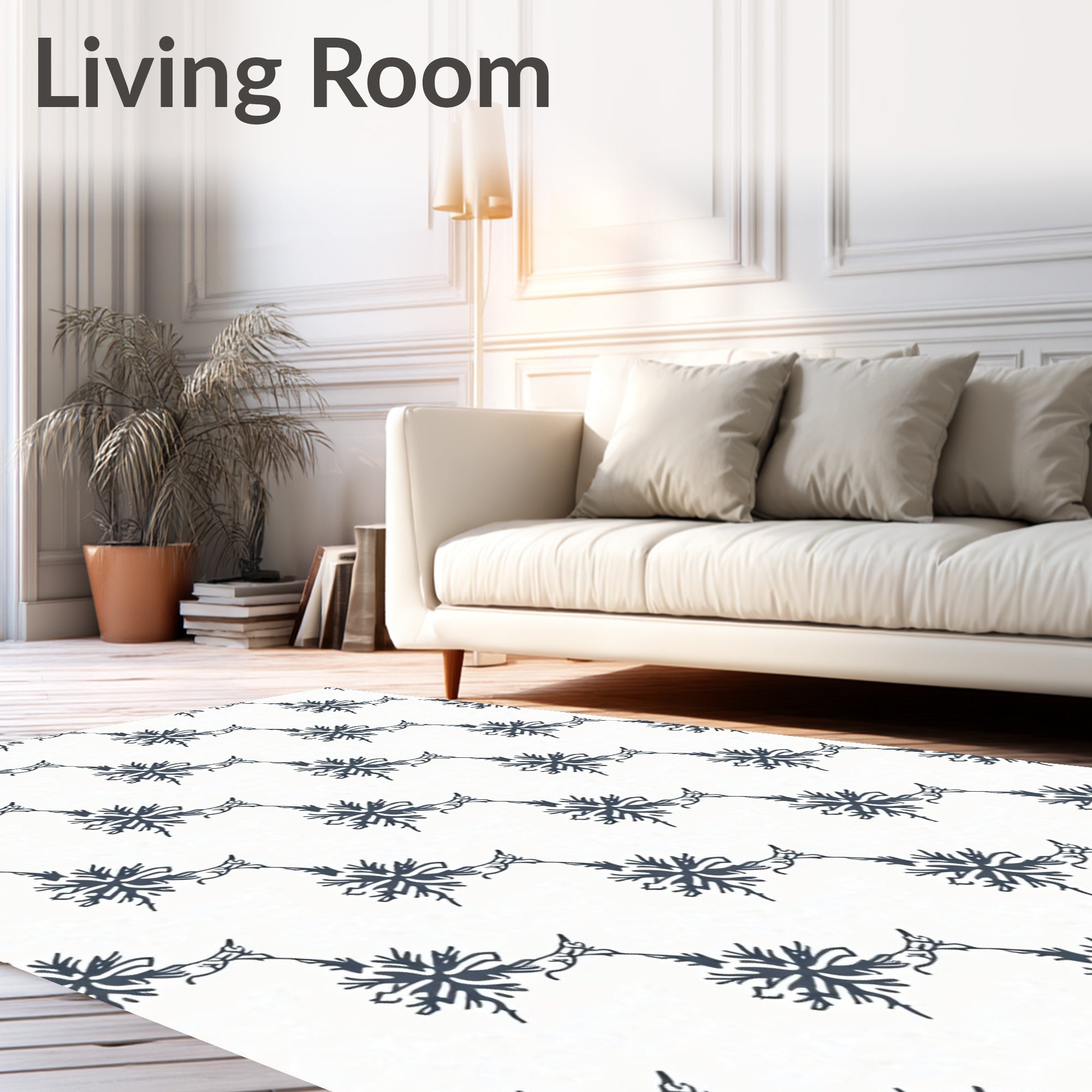 Dark Blue Snowflake Garland Repeat Rug
