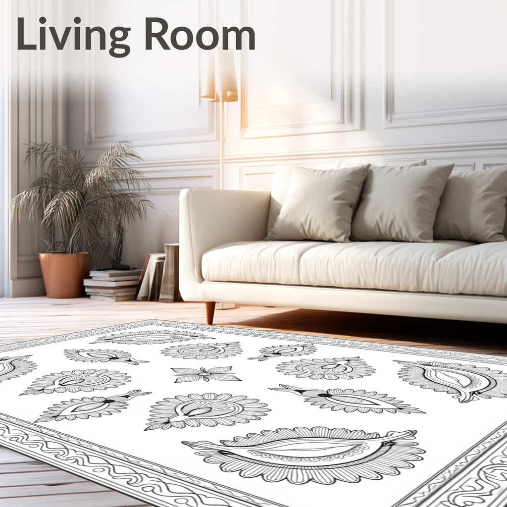 Ornate Paisley Floral Patterned Design Rug