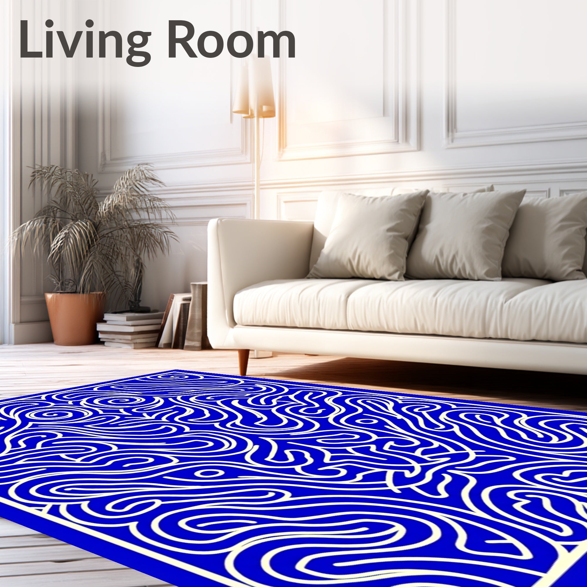 Abstract Swirls Outline Pattern Rug