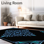 Luminous Blue Floral Mandala Design Rug