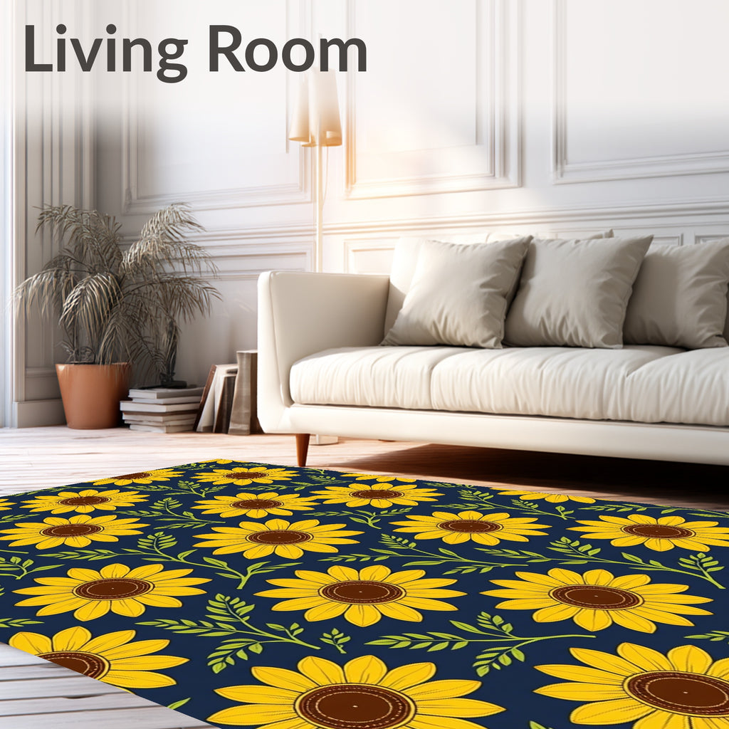 Bold Yellow Sunflower Pattern Rug