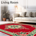 Red Floral Mandala Border Design Rug
