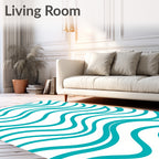 Teal Wave Abstract Pattern Rug