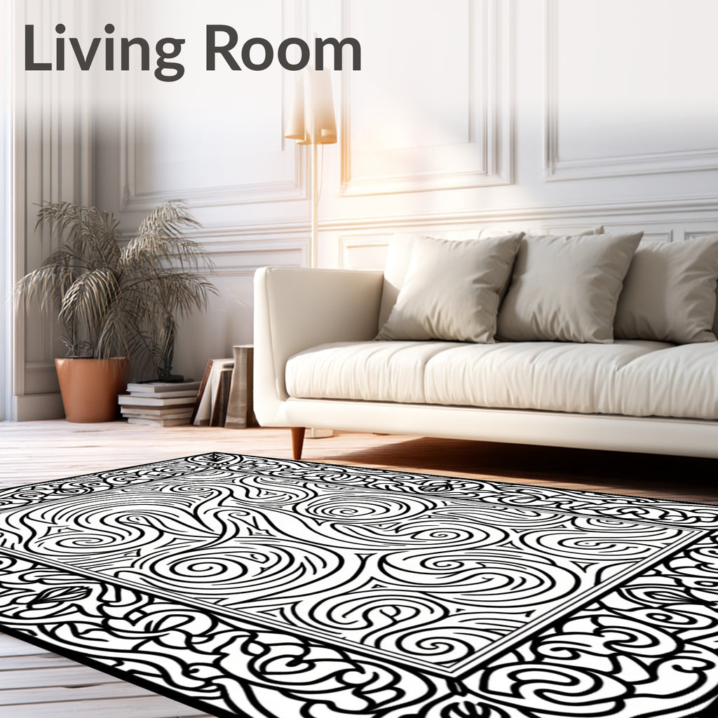 Bold Abstract Swirls Frame Design Rug
