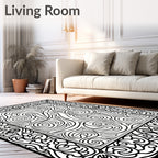 Bold Abstract Swirls Frame Design Rug