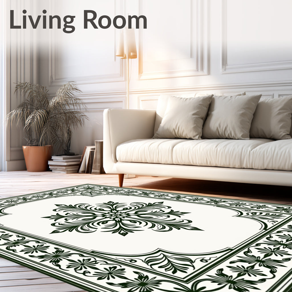 Ornate Floral Border With Central Medallion Rug