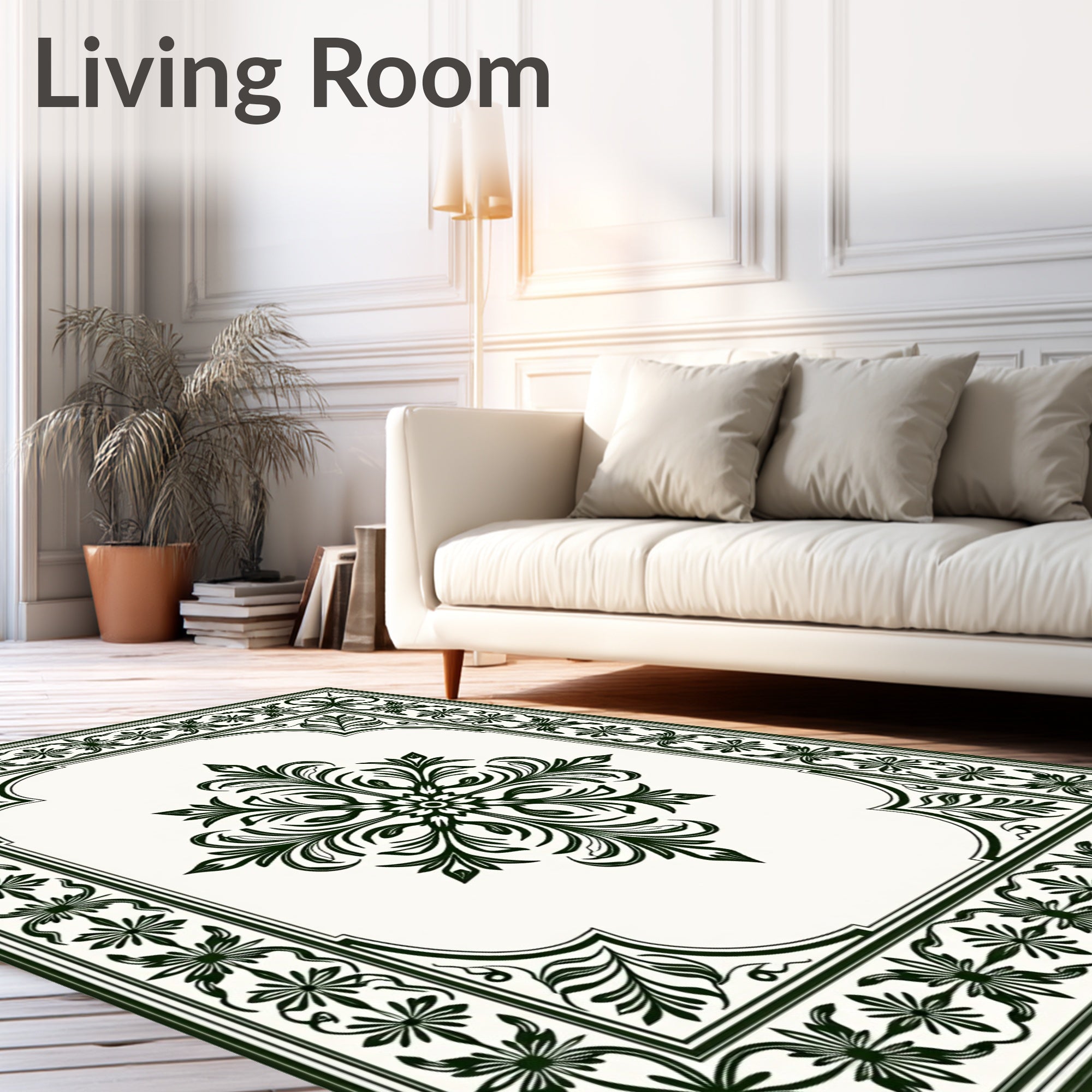 Ornate Floral Border With Central Medallion Rug