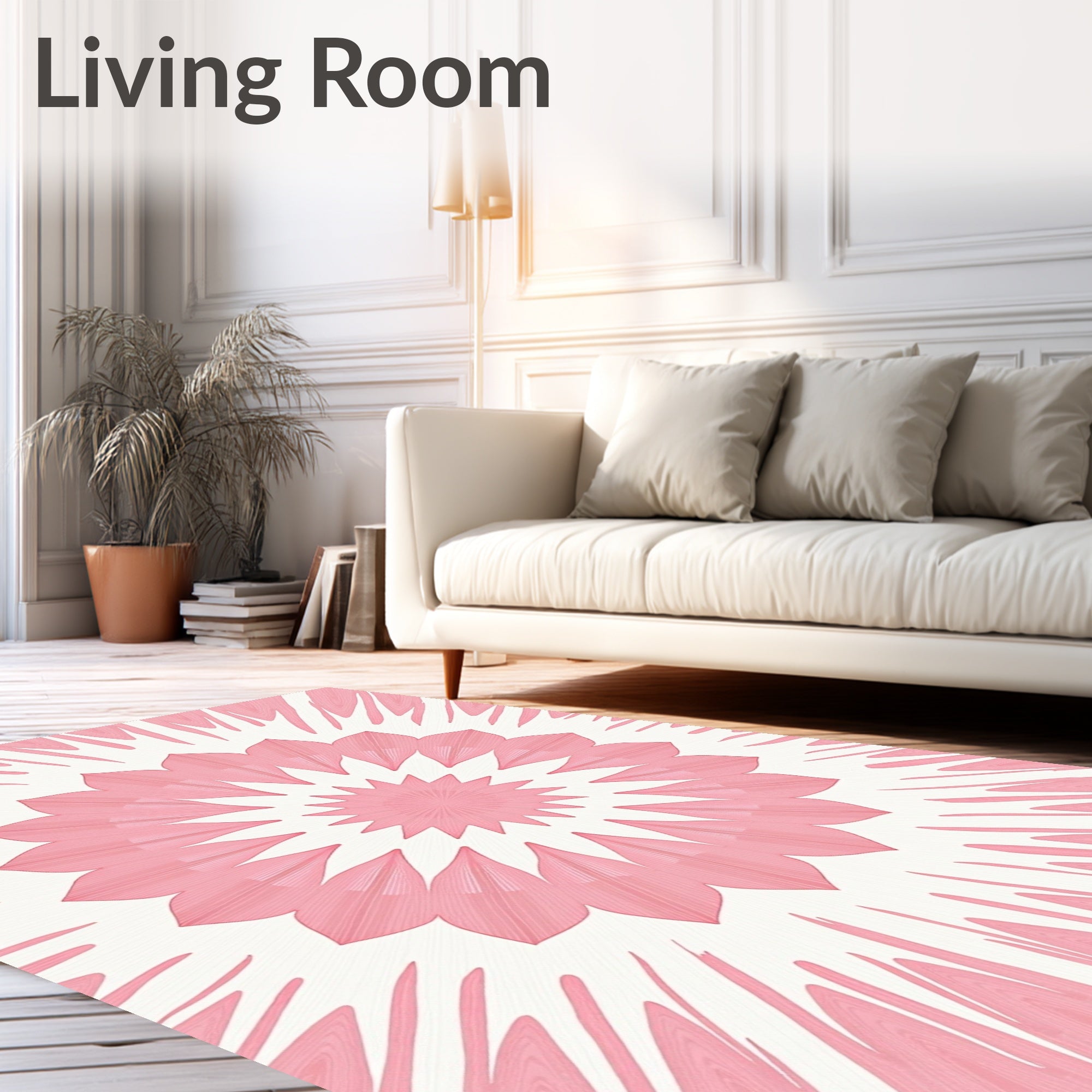 Pink Petal Burst Mandala Rug