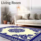 Classic Blue Floral Mandala Border Rug