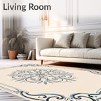 Art Nouveau Floral Mandala Scroll Pattern Rug